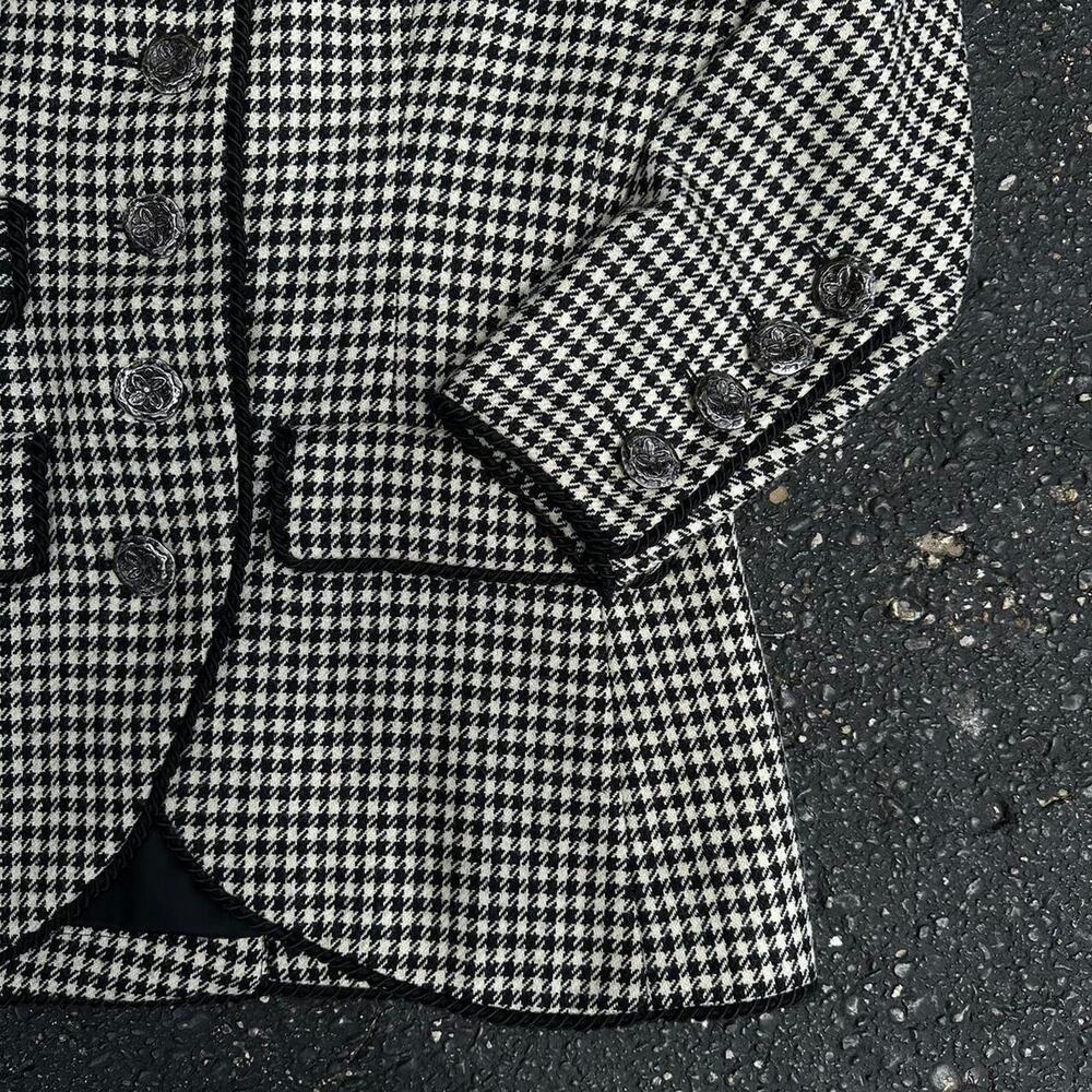 Yves Saint Laurent Black and White Houndstooth Blazer & Skirt Set - Picture 4 of 8